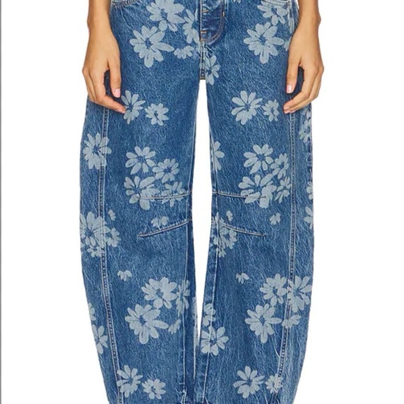 We The Free Denim - Free People We The Free Good Luck Printed Barrel Jean